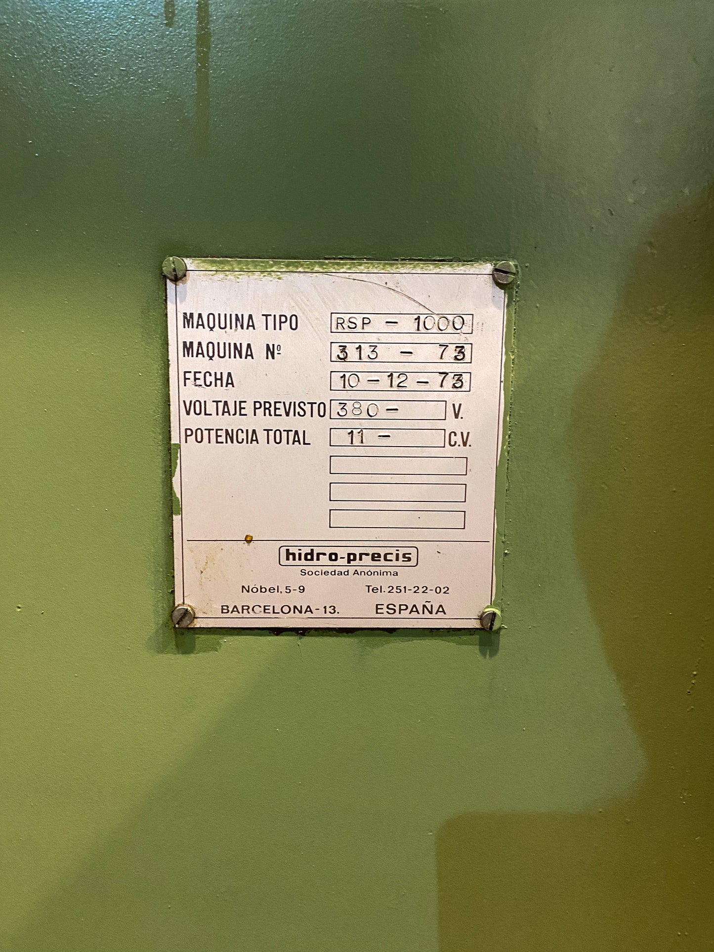 Rectificadora tangencial Hidro Precis RSPA-1000